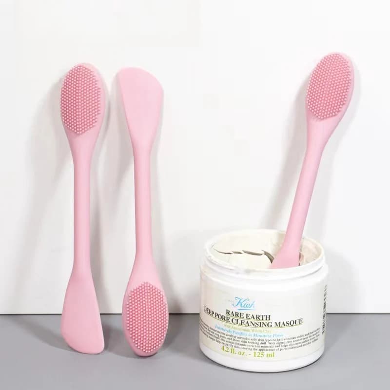 1PC Spazzola Detergente Viso in Silicone a Doppia Testa, Applicatore per Maschere Facciali, Pennello per Trucco e Cura della Pelle per Donne