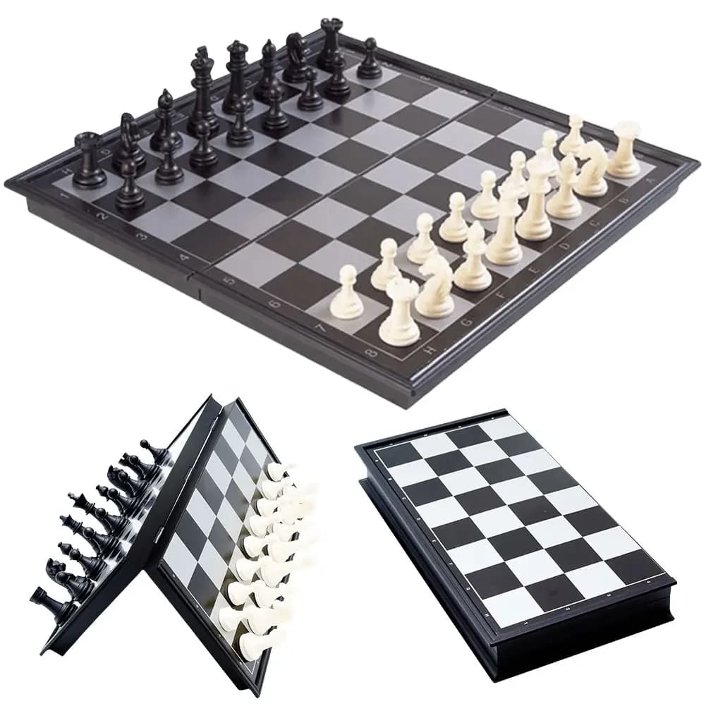 Mini Chess Board Folding Chess Game Set Magnetic Plastic Chessboard Board 19.5/24.5/31cm Portable Interactive Toy for Adult Kids