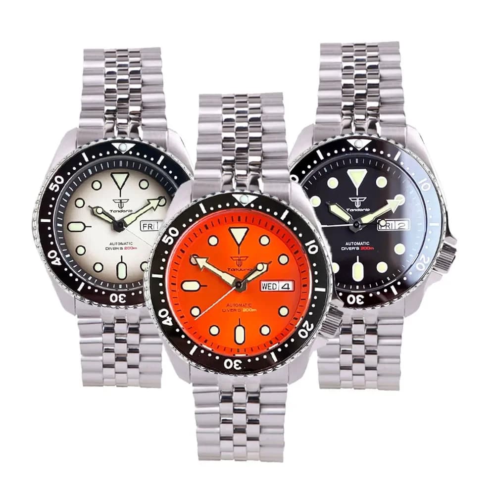 Tandorio Mod NH36AA Day of the week Date Mechanical watch for men 120 click Bezel Chapter Ring 3.8 Crown 20bar Waterproof watch