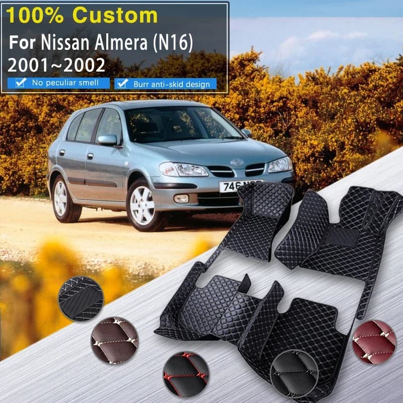 Tappetini per auto 3D RHD per Nissan Almera N16 2001 ~ 2002 Tappetini per auto impermeabili Alfombra Para Auto Tappetino per auto Set completo di accesso per auto