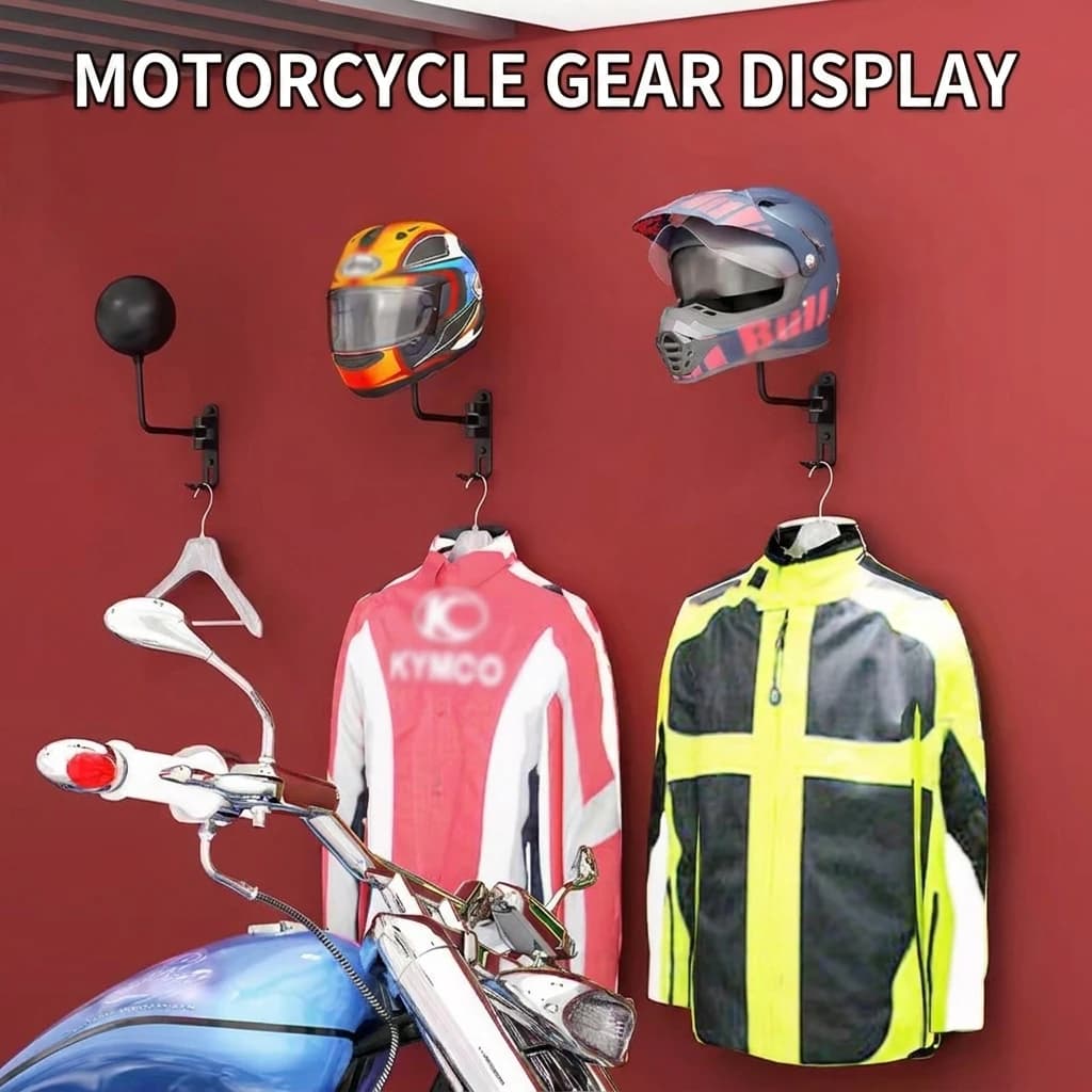 Supporto da Parete Girevole per Casco Moto con Ganci, Espositore per Casco da Bici e Baseball