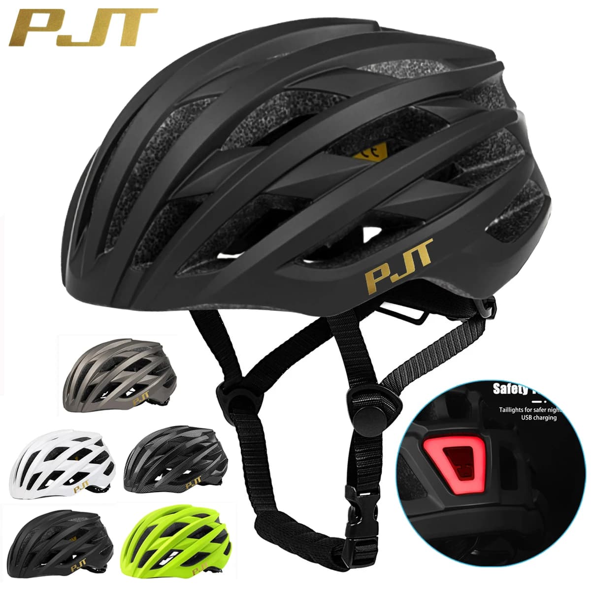 PJT cycling helmet man woman helmet light LED helmet from Mountain Bike Road helmet rechargeable ultralight bicycle helmet