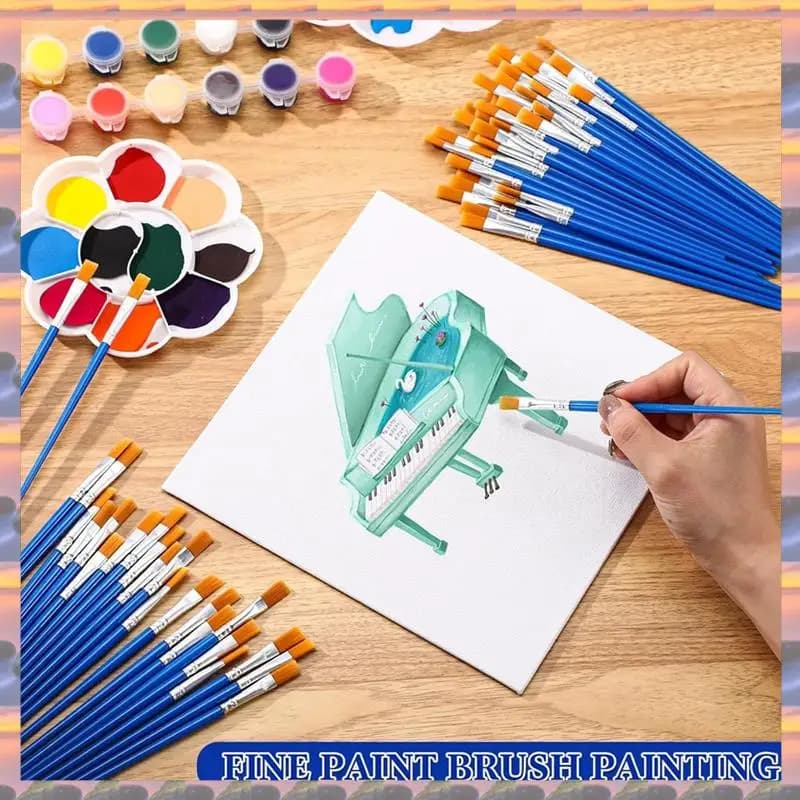 (Flash Sale) 500Pcs Flat Paint Brushes Bulk For Classroom Crafts Acrylic Oil Painting Watercolor Painting Canvas Face Painting