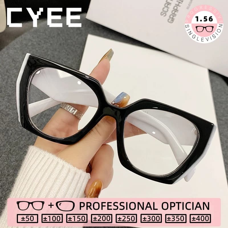CYEE Occhiali da lettura da donna personalizzati a colori con farfalla Anti luce blu Miopia Occhiali da vista progressivi personalizzati