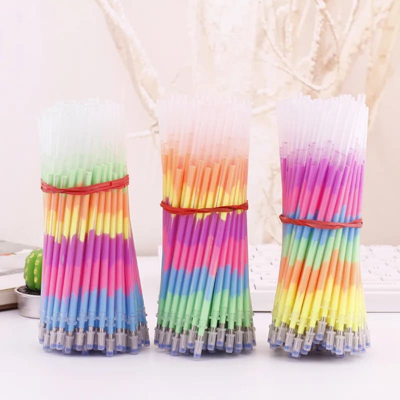 20/100/300/500 pezzi Lytwtw's Office Penna gel 6-in-1 Colore Arcobaleno Penna Ricarica Inchiostro Scuola Ufficio Strumento di scrittura Cancelleria