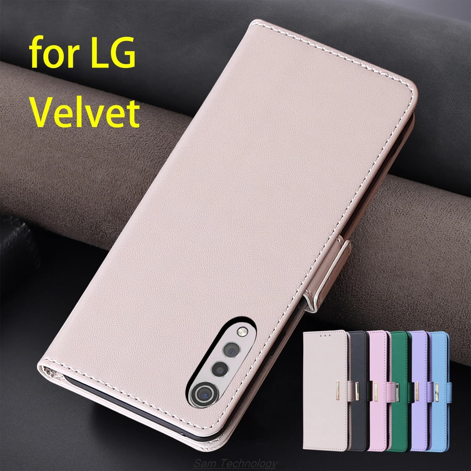 Custodia in pelle con fibbia magnetica per LG Velvet L-52A / Velvet 5G UW Portafoglio RFID BLOCCO Flip Cover femminile Semplice Capa Fundas Coque