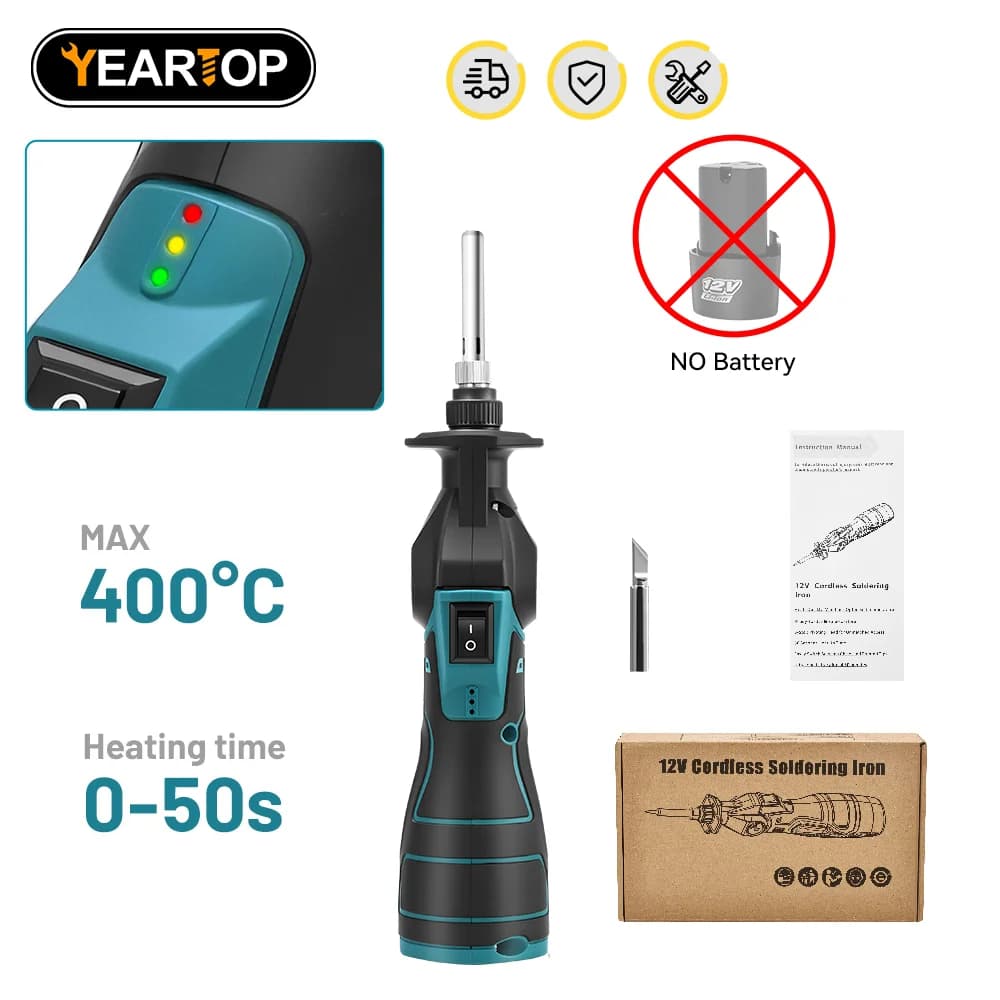 Electric Soldering Iron Electric Welder Wireless Welding Adjustable Temperature Portable Fast Heating Welding For 12V Battery