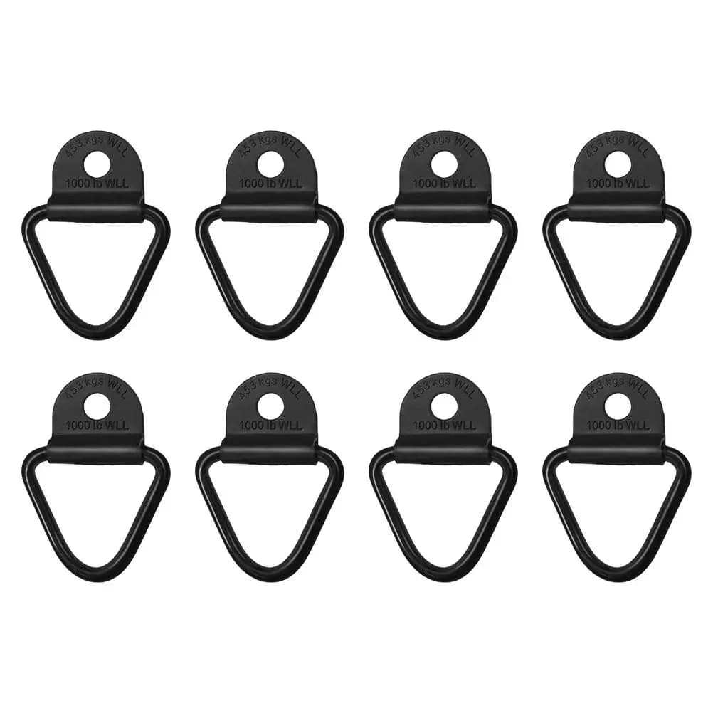 8Pcs Heavy Duty Carbon Steel Tie Down Anchors Triangular Stable Design Black Coated Cargo Truck Trailer Boat Suv Hooks