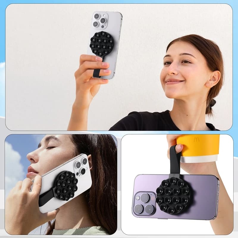 2025 Nuovo supporto per telefono a ventosa Supporto per telefono magnetico in silicone portatile per piastrelle e vetro