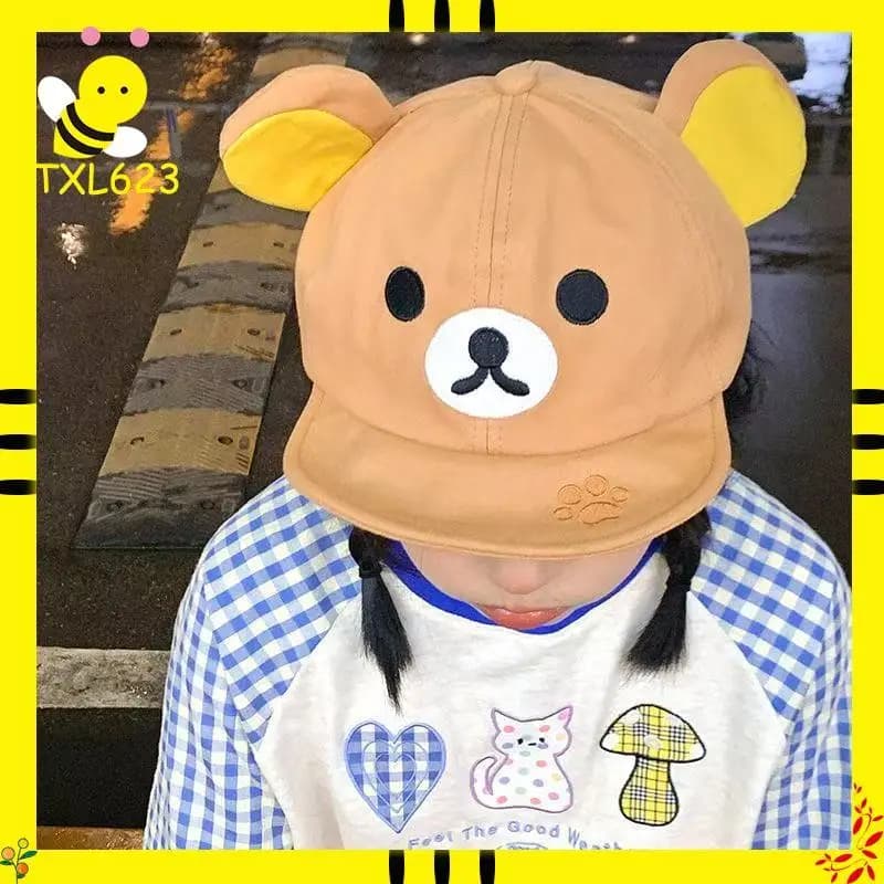 Cappelli estivi Rilakkuma Bear con cuffia per donna, ragazza, bambino, coppia, moda, cartone animato, sport all'aria aperta, visiere parasole, cappellini da baseball, regalo