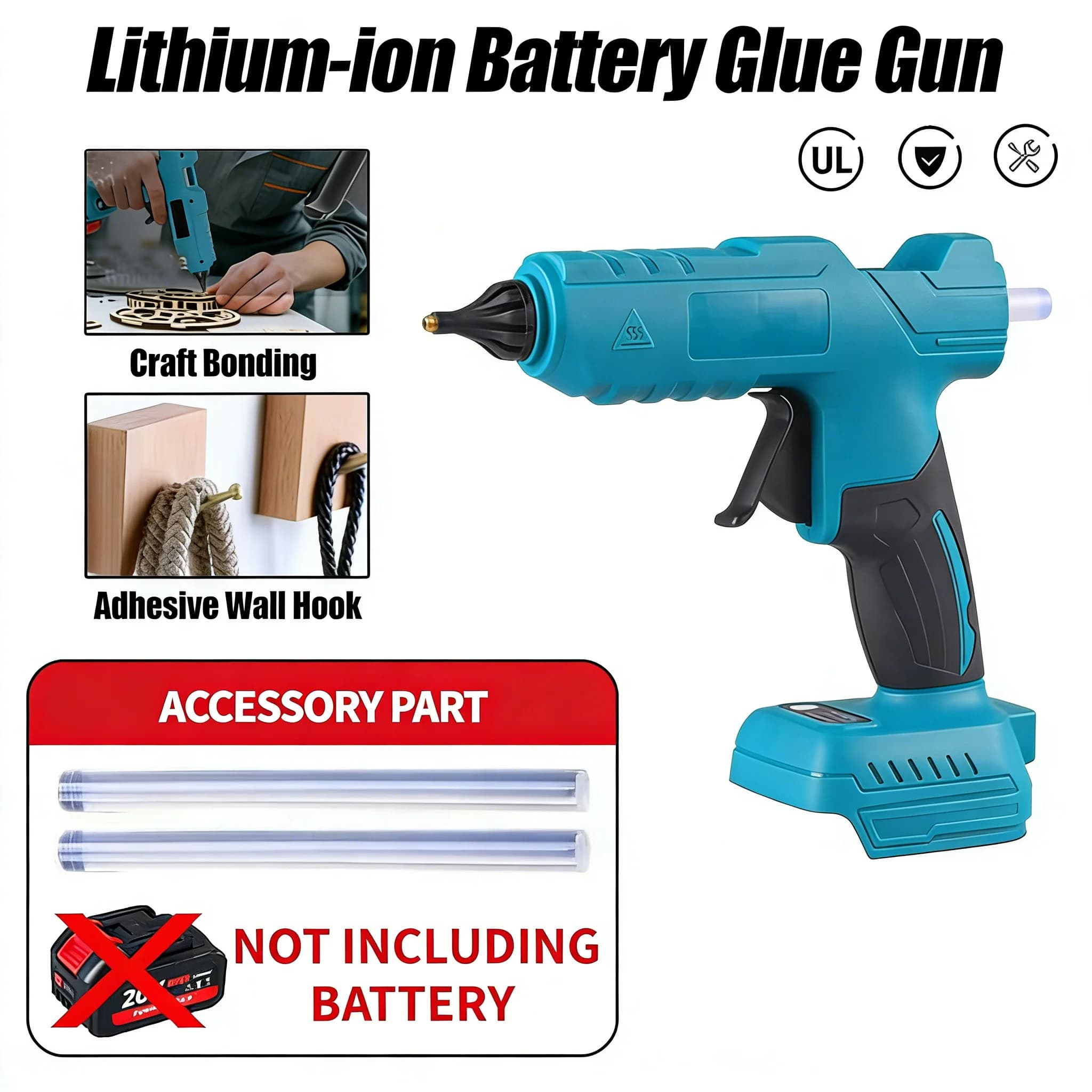 Pistola per colla a caldo elettrica wireless con supporto Pistola ad aria per saldatura artigianale fai-da-te per riparazioni domestiche e progetti creativi Nessuna batteria