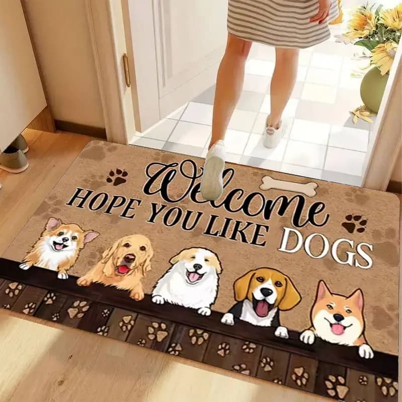 Welcome Hope You Like Dogs Doormat Cute Puppy Group Print Non Slip Entry Rug For Pet Lover Home And Entryway Decor