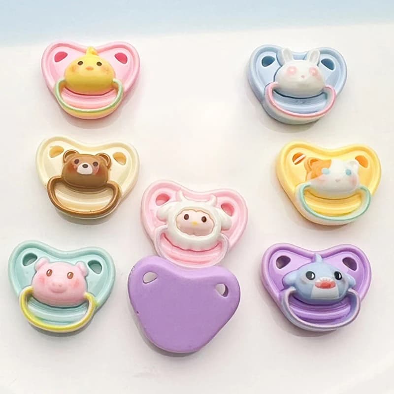 New··10Pcs Dollhouse Lovely Animal Doll Pacifiers Random Mini Doll Dummy Nipples Accessories Dolls Kids Play House Toy Supplies