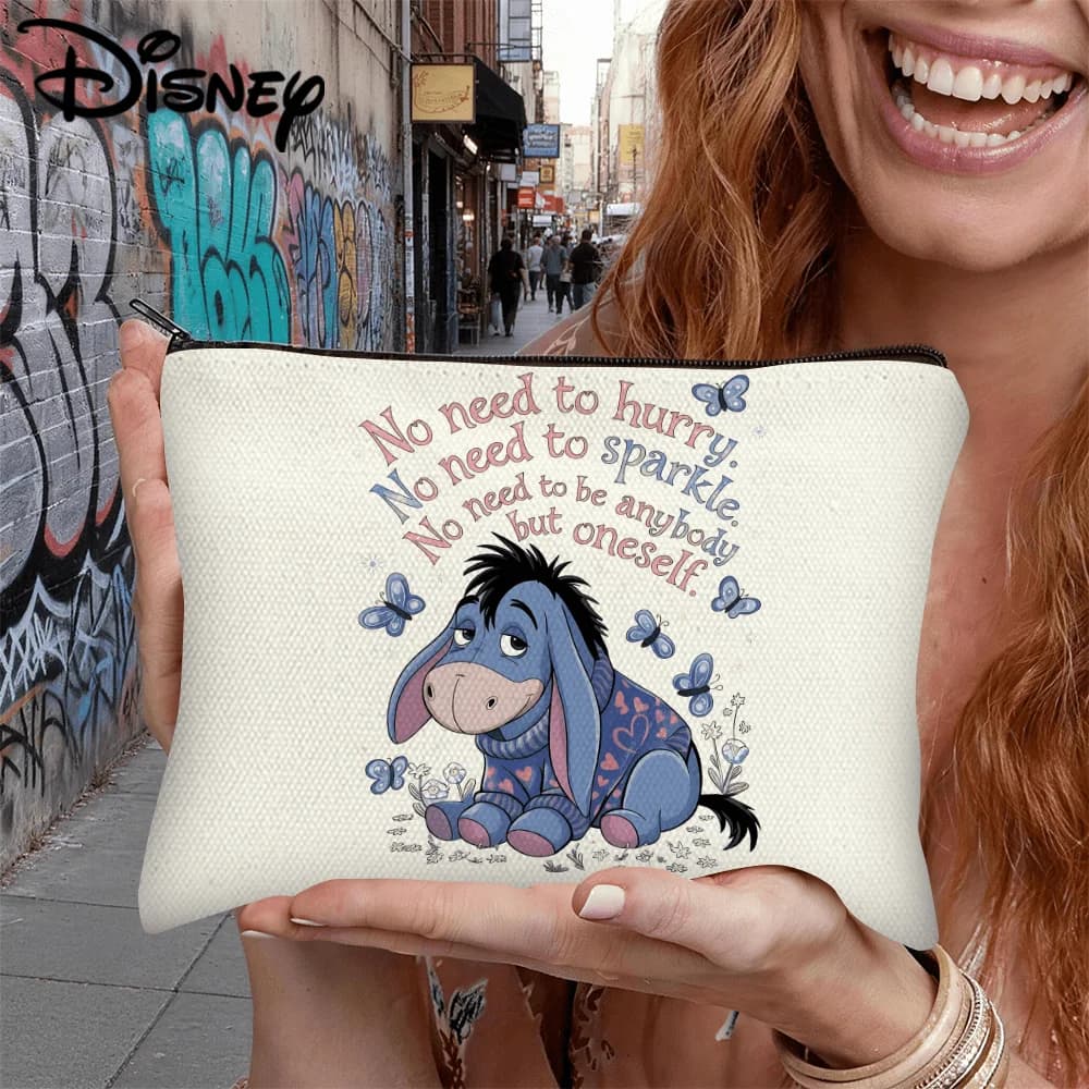 1 custodia per cosmetici con citazione di Eeyore "Non è necessario affrettarsi", borsa per il trucco con cerniera, ideale per riporre cosmetici quotidiani e per i viaggi