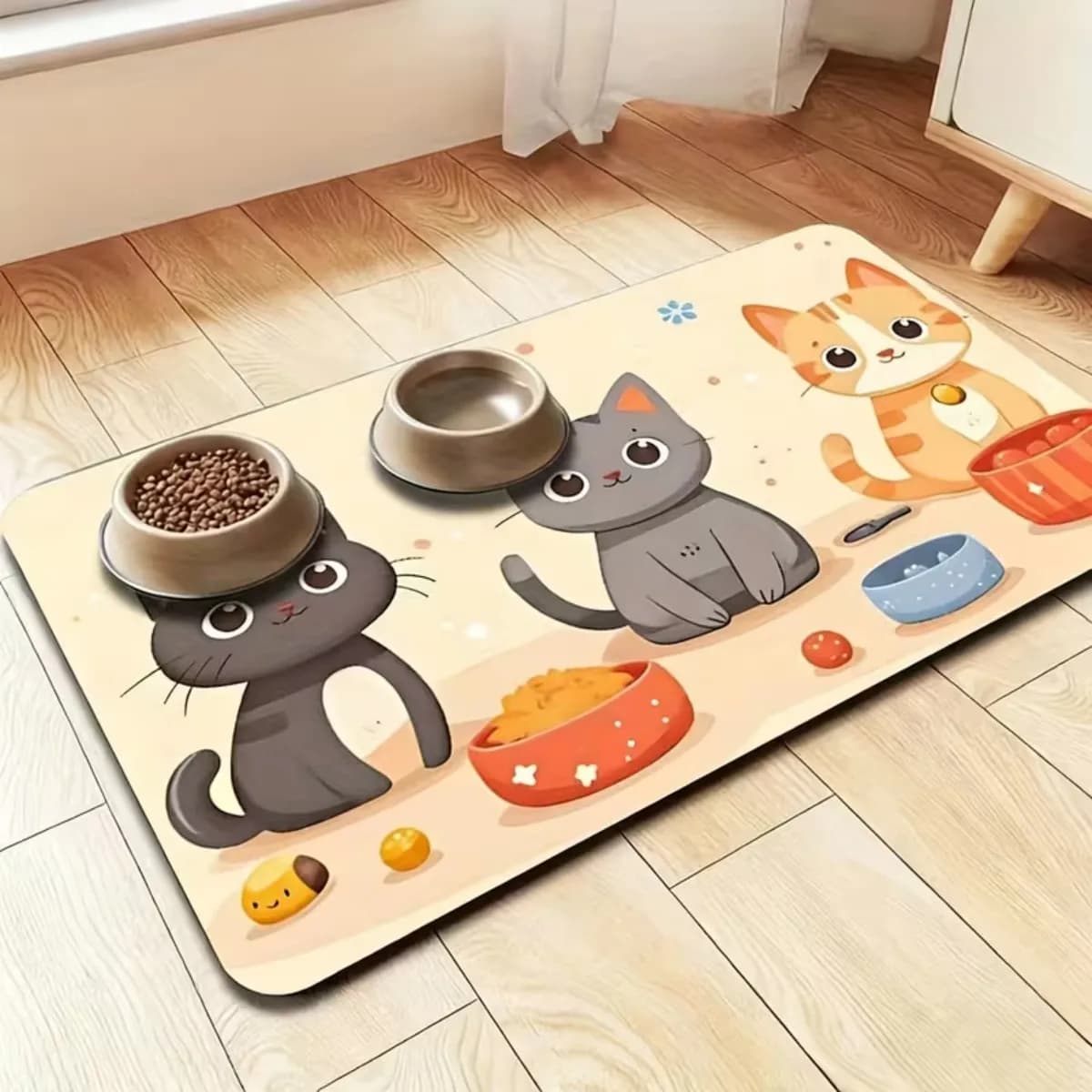Square Pet Feeding Mat Multi Purpose Rubber Bottom Non Slip Mat for Feeding Sleeping or Entryway
