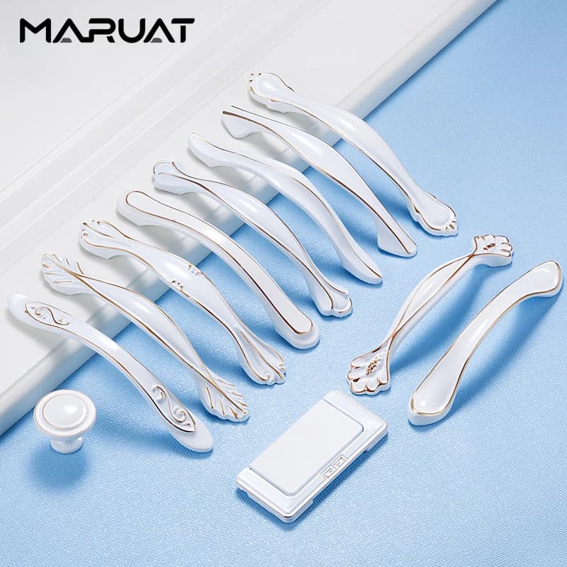Maniglie per armadietti maniglie per cassetti da scrivania mobili per porte moderne per cucina 128/96/64 maniglie per porte Hardware Muebles lega fiore