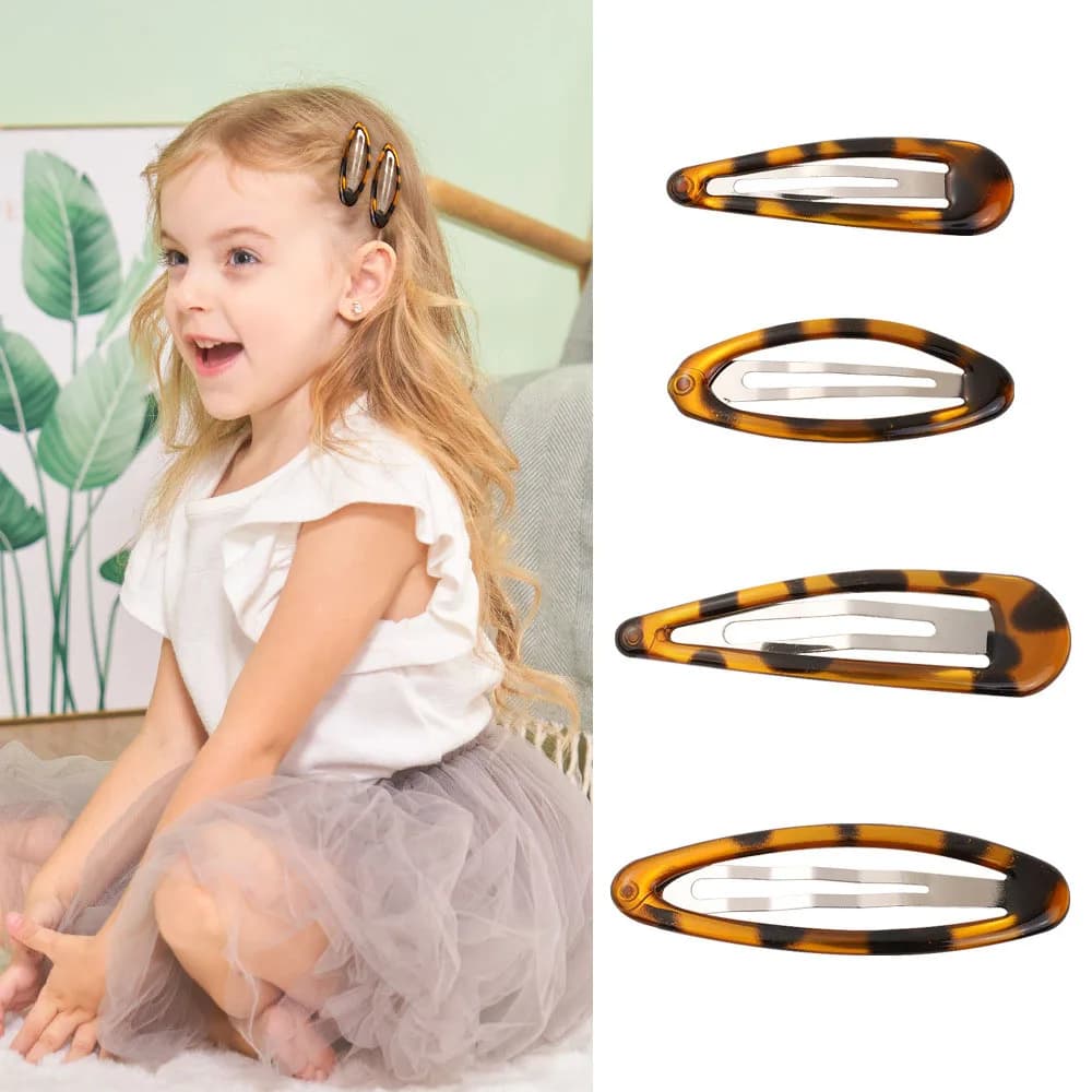 Vintage Leopard Hair Clips Y2K Cute Korean Charm BB Hair Clip Print Glue Oval Hair Clips Student Woman Hair Accessories