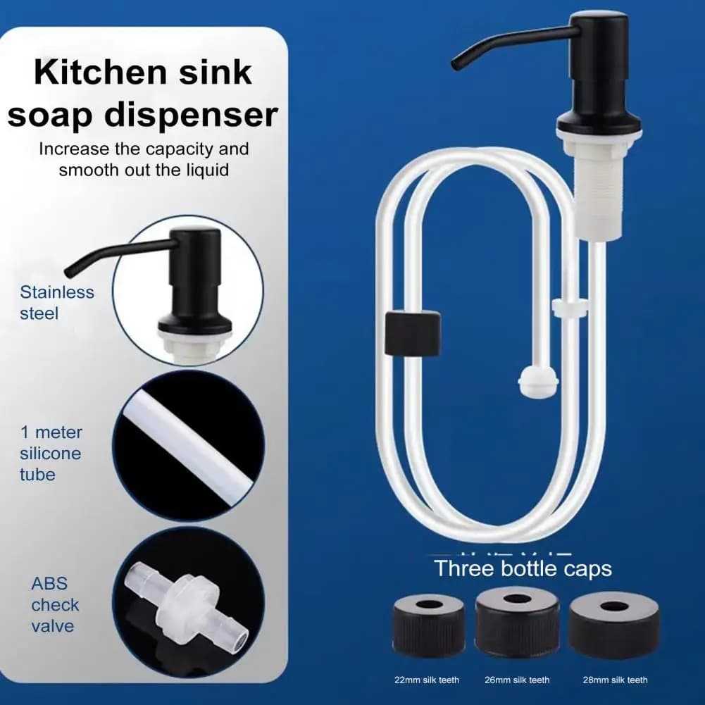 Pompa per dispenser di sapone per lavello da cucina in acciaio inossidabile resistente alla ruggine con kit tubo di prolunga da 1 m per la casa per la cucina
