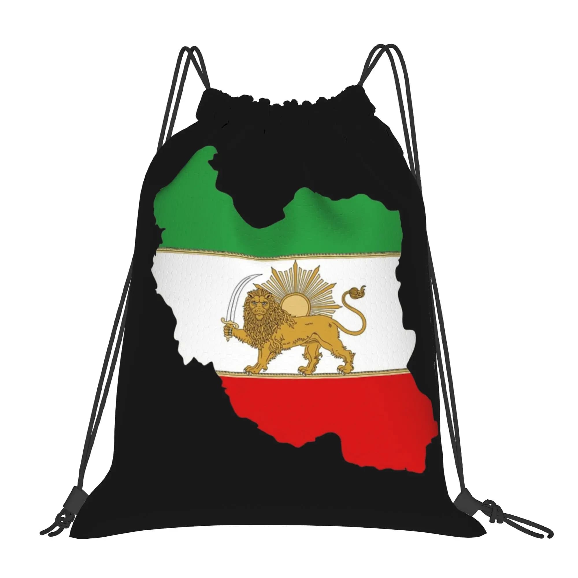 Backpack with Drawstring with Persian symbol Shir or Khorshid, Iran, sports bag with drawstring, water resistant, for exercise