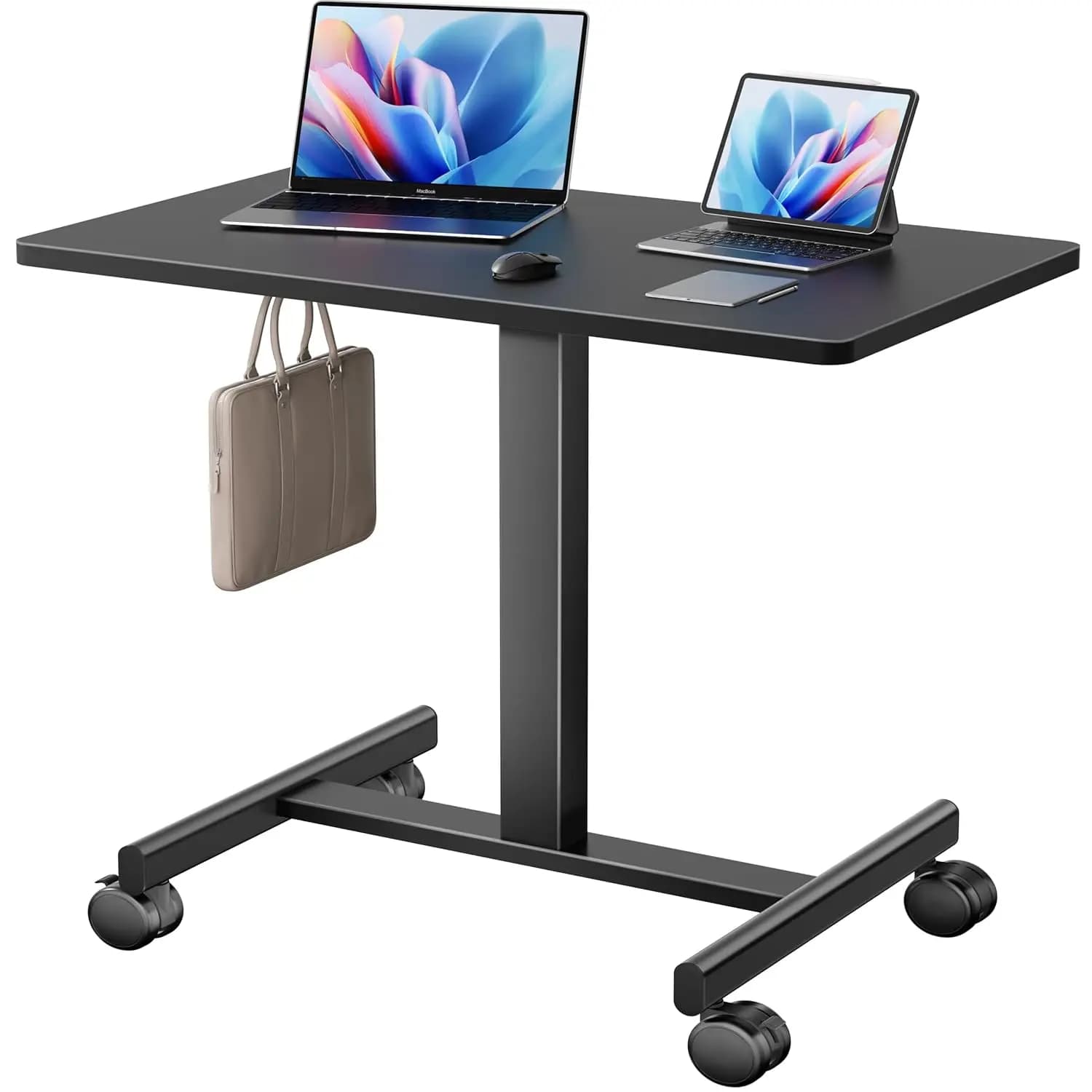 Scrivania mobile in piedi, scrivania con rotelle per piccoli insegnanti, scrivania portatile per laptop con ruote bloccabili, postali di lavoro per computer, Adj