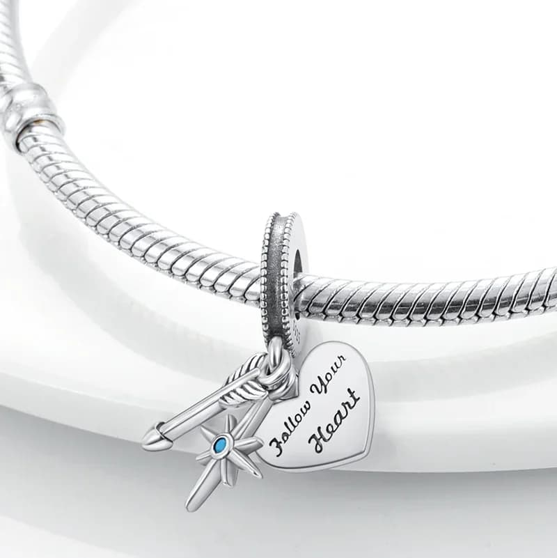 Pendenti e ciondoli Plata 925 a forma di freccia Sole Perline a forma di cuore Misura braccialetti 925 originali Pendenti e ciondoli per gioielli da donna Fai da te Regali