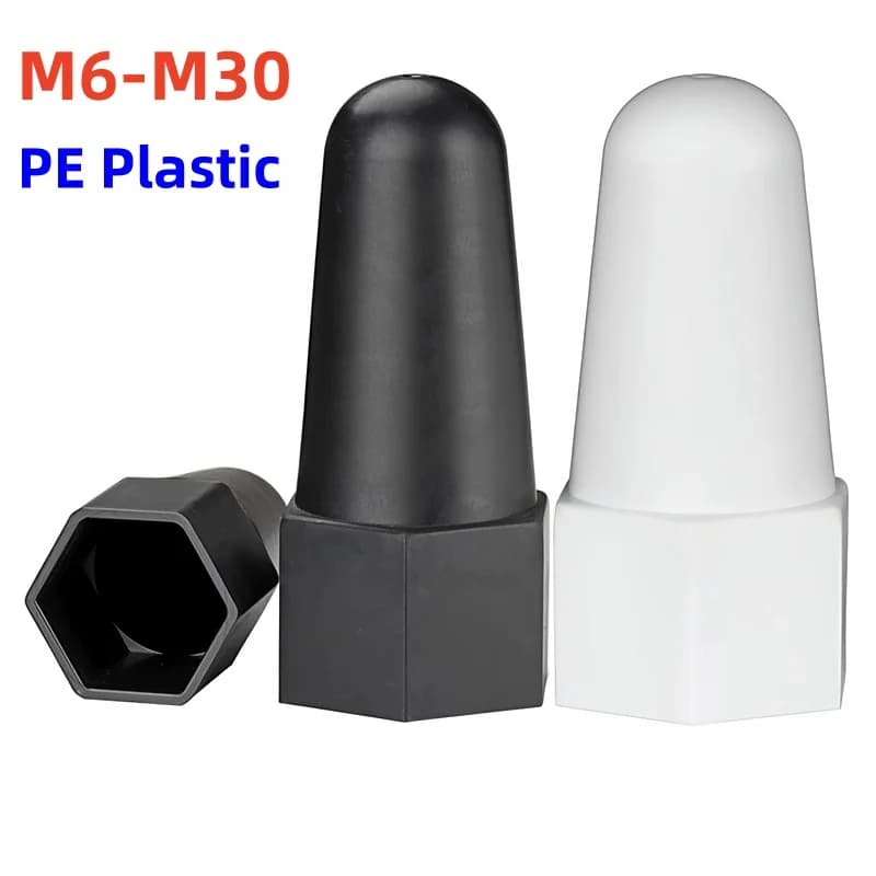 Black/White/Gray M6-M30 PE Plastic Hexagon Caps For Bolt Nuts For Waterproof Dust Proof Protective Decoration Lengthen Nut Cap