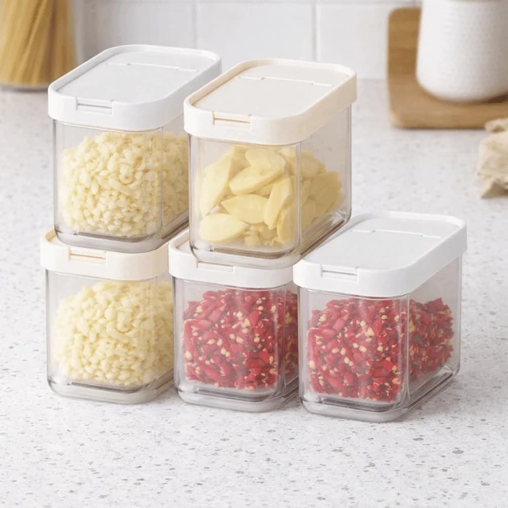 Pratica Scatola in Plastica per Conservare Cipollotti, Contenitore Sigillato con Drenaggio, Antipolvere, Salvaspazio, per Condimenti e Alimenti