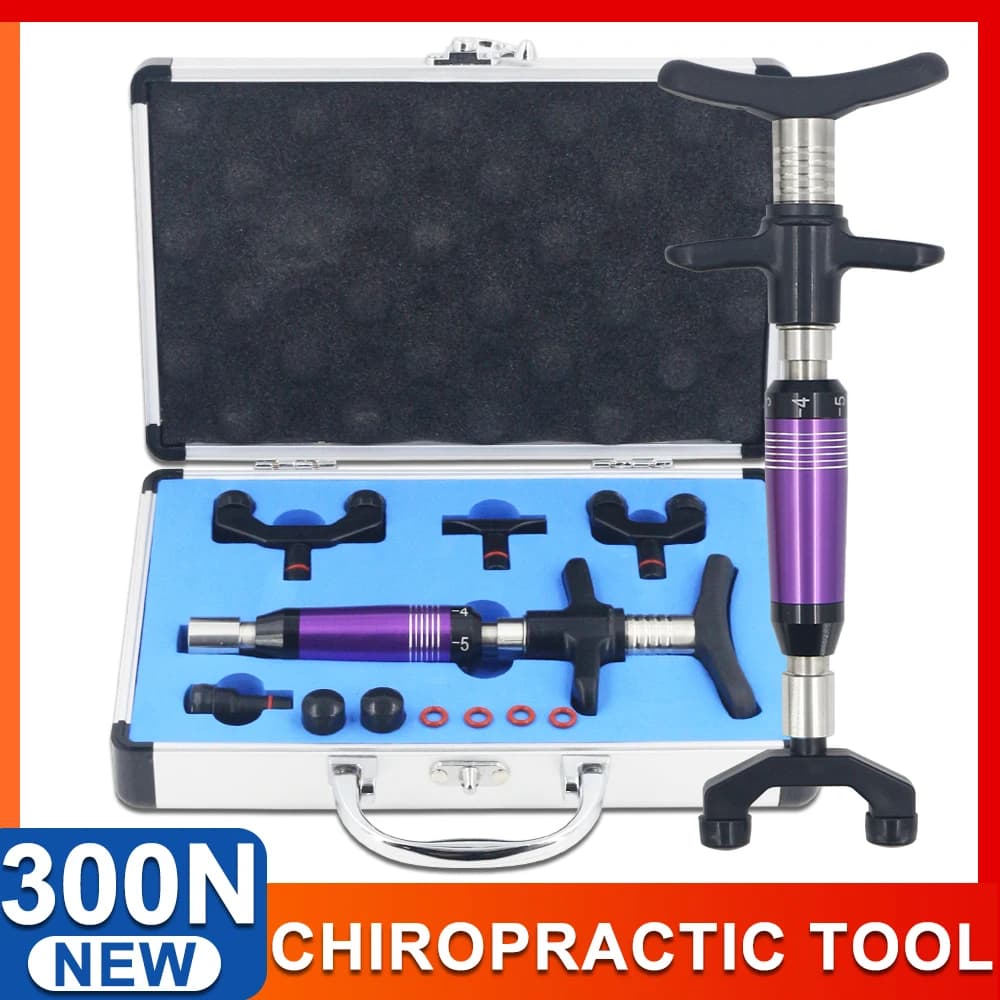 Manual Spine Chiropractic Adjustment Tool 6 levels 4 head therapy regulates vertebration set of 300N massager guns