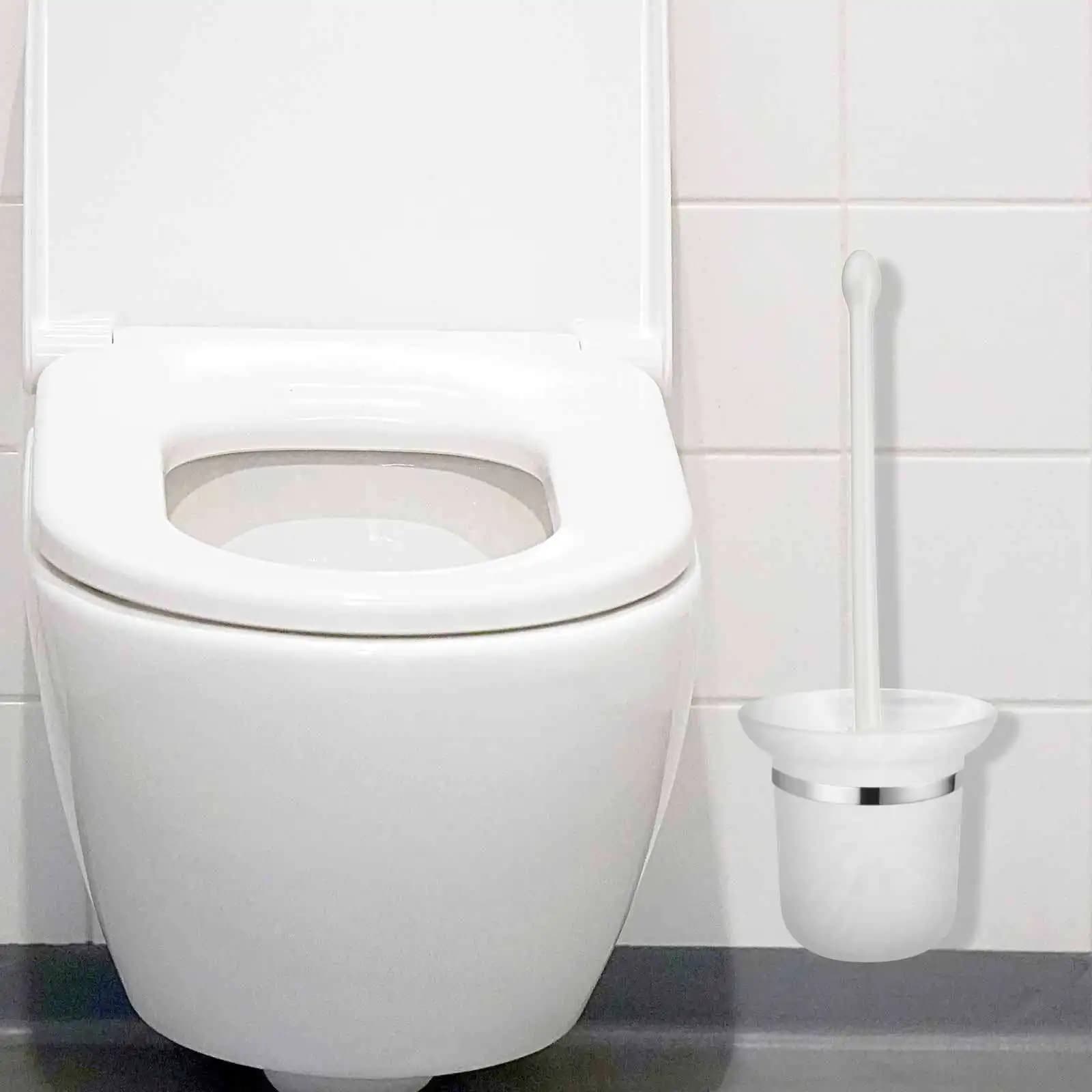 Portascopino per WC in Vetro con Superficie Satinata Antiscivolo, Supporto a Parete per Risparmiare Spazio, Organizzazione Bagno, Solo per Uso Domestico