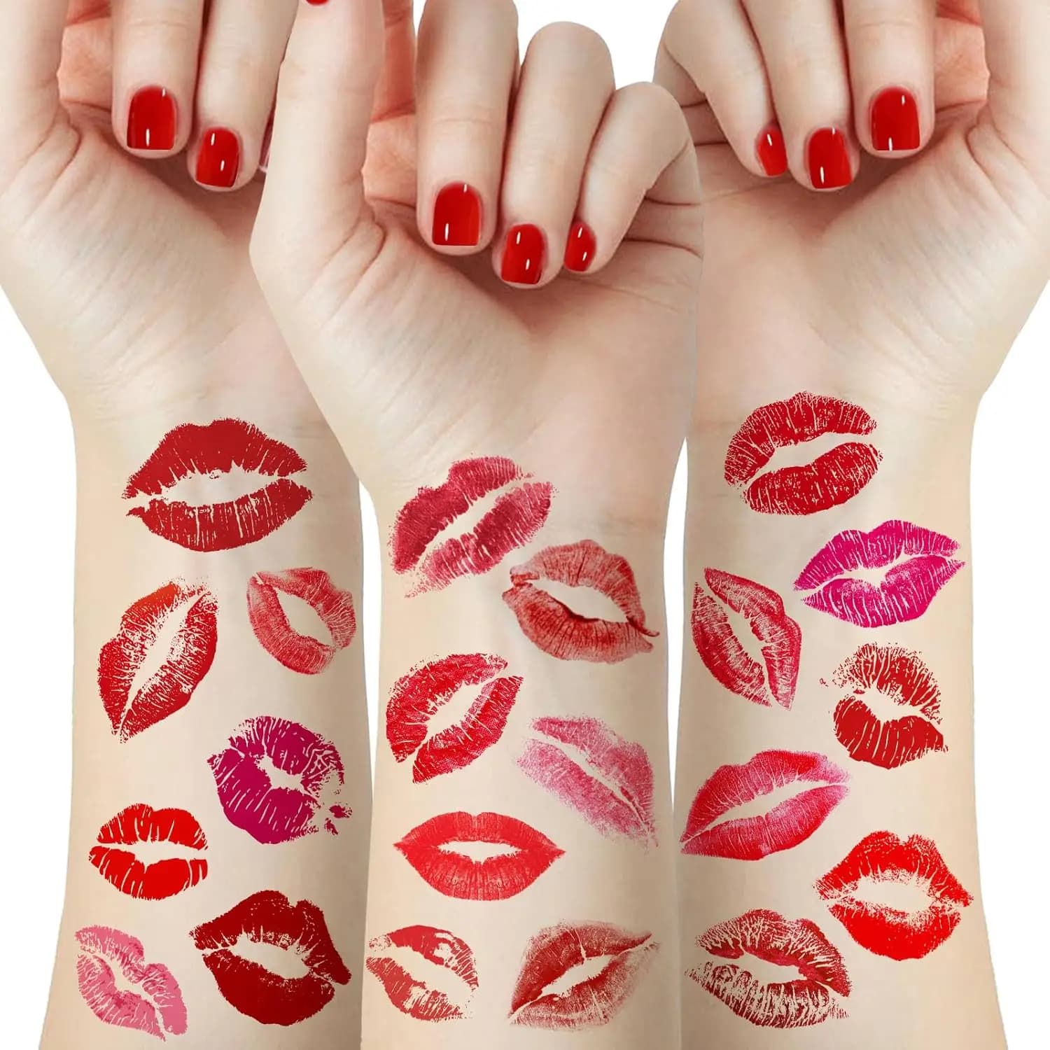 35pcs Valentine's Day lip temporary tattoos, red pink lip print kiss face tattoo stickers, body decorations, holiday party