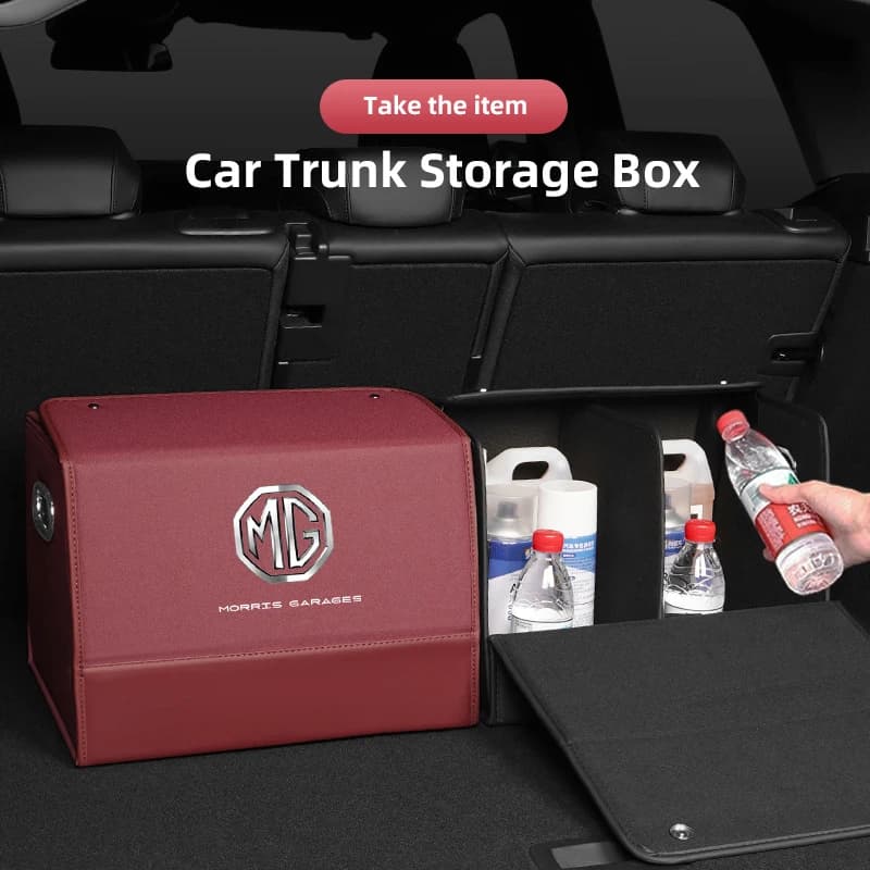 Morris Garages Organizer per Bagagliaio Auto, Borsa Portaoggetti in Pelle di Grande Capacità per MG ZST ZS EZS EHS Rx5 MG7 GS HS MG3 MG5 MG6