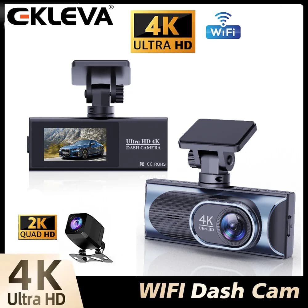 EKLEVA 4K + 2.5K Doppia Lente Dash Cam WIFI Auto Dvr Macchina Fotografica Veicolo Registratore Dashcam Videocamera Registratore Video DVRS Visione Notturna