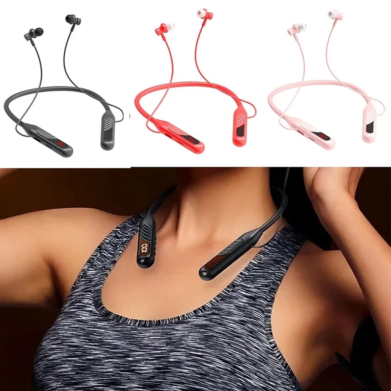 Wireless earphones BT8 Bluetooth 5.3 Headphones with Neck Headset LED Displays from game HiFi Sport Headphones TWS with Microphone TF Card
