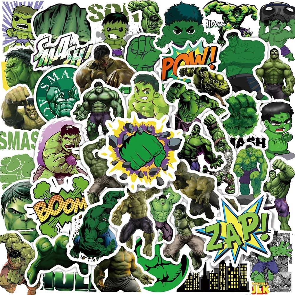 10/30/50 Pezzi Adesivi Cartoon Marvel Supereroe Hulk Impermeabili per Scrapbook, Laptop, Telefono, Chitarra, Graffiti Cool, Vendita all'Ingrosso