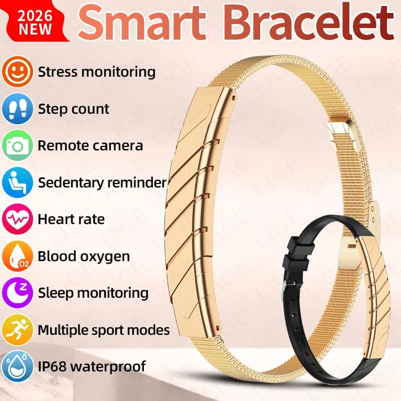 LIGE Smartwatch Senza Schermo 2026 Nuovo Braccialetto Intelligente per Uomo e Donna con Monitoraggio Frequenza Cardiaca e Ossigeno nel Sangue, Impermeabile IP68, Tracker Fitness Sportivo