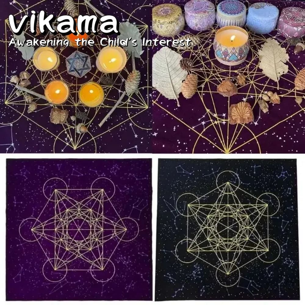 VIKAMA Tarot Astrologia Tovaglietta Metatron Divinazione Altare Gioco da tavolo Tappetino da tavolo Tovaglietta decorativa