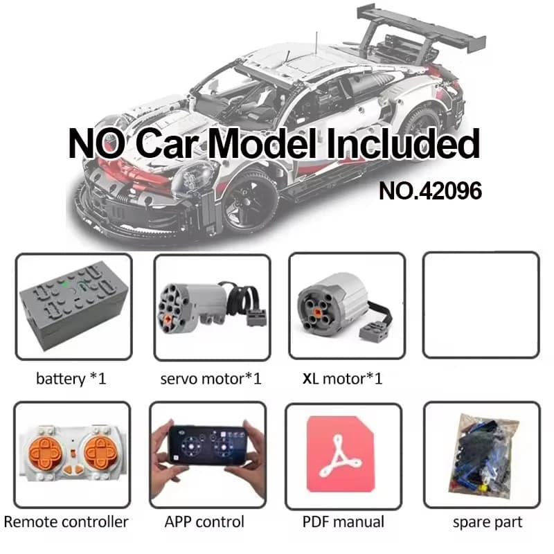 Kit motore di modifica tecnica RC per 42154/ 42141/42096 /42056/ 42083 /42010/42111/42115 Mattoni da costruzione per auto (senza auto)