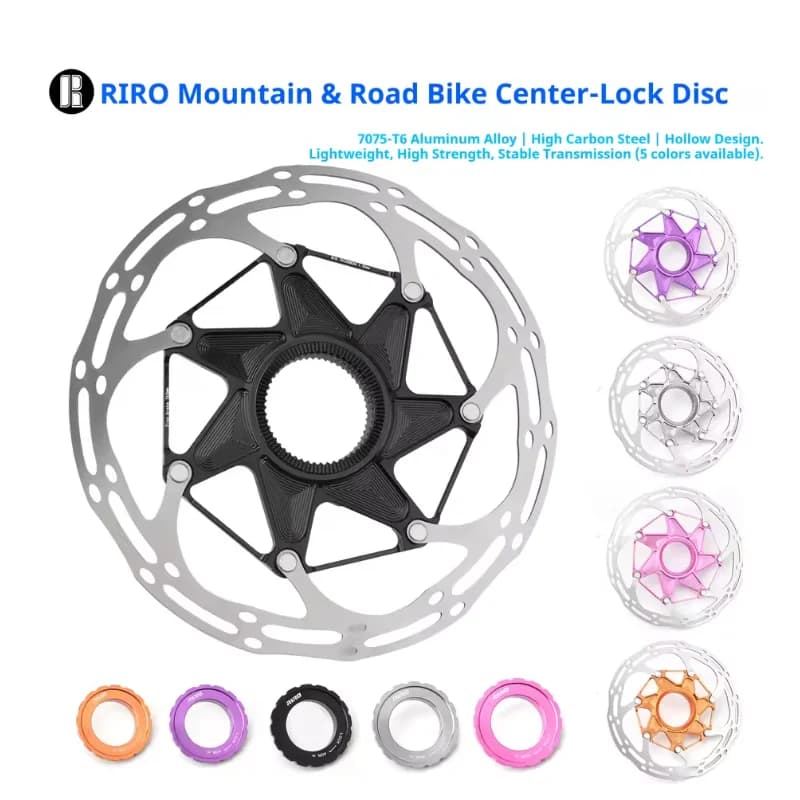 RIRO Rotore di bloccaggio centrale per bicicletta 140mm/160mm Dissipazione del calore cava Rottura del vento per accessori per freni a disco per mountain bike da strada