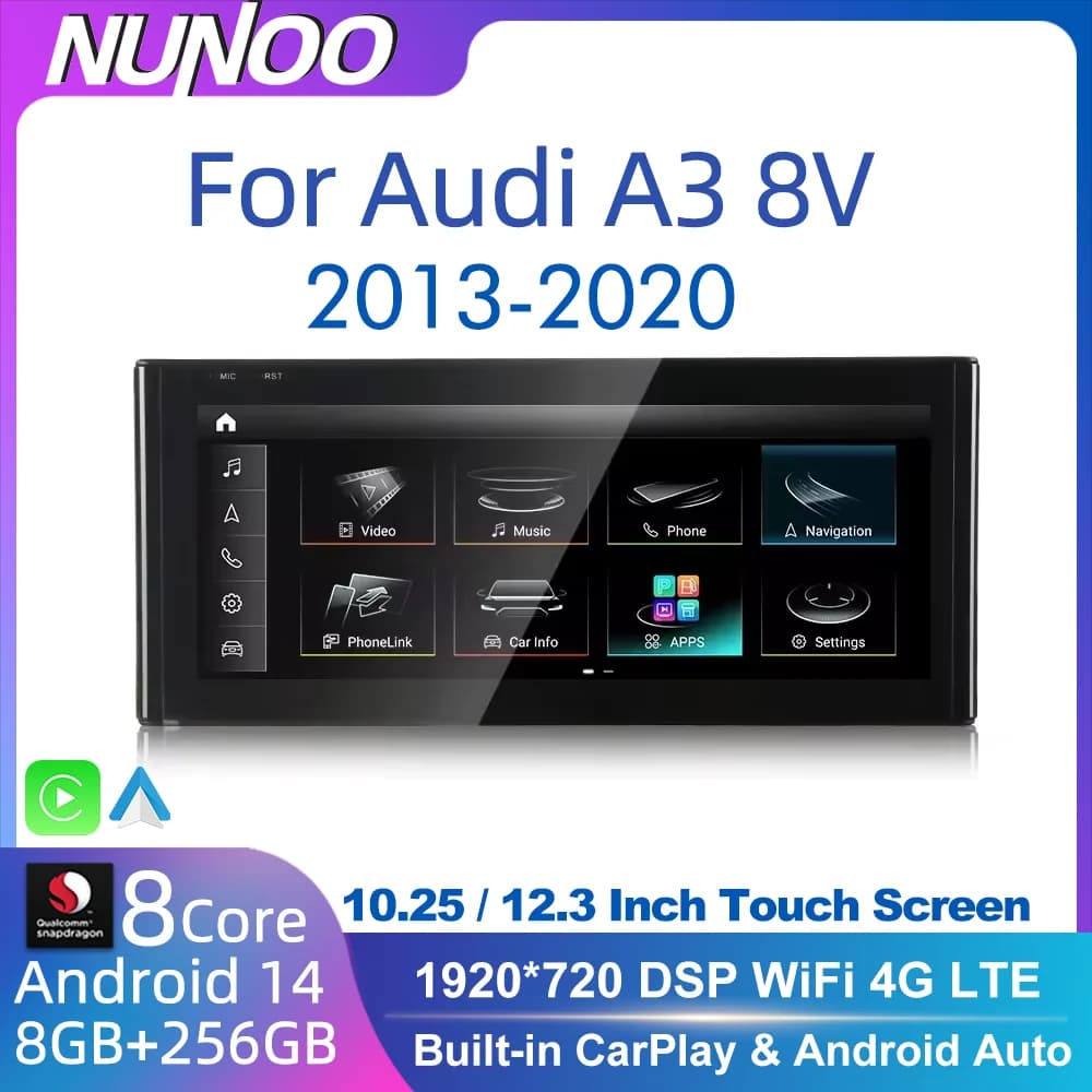256GB For Audi A3 8V 2013-2020 GPS Wireless CarPlay Android Auto Multimedia Car Reader Navigation Radio Stereo DSP WiFi