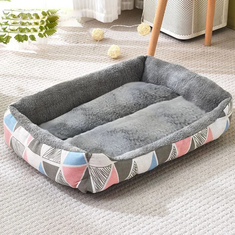 Black Plush Dog Bed for Large, Medium and Small Dogs, Non-Slip and Bite-Resistant Pet Sleeping Mat
