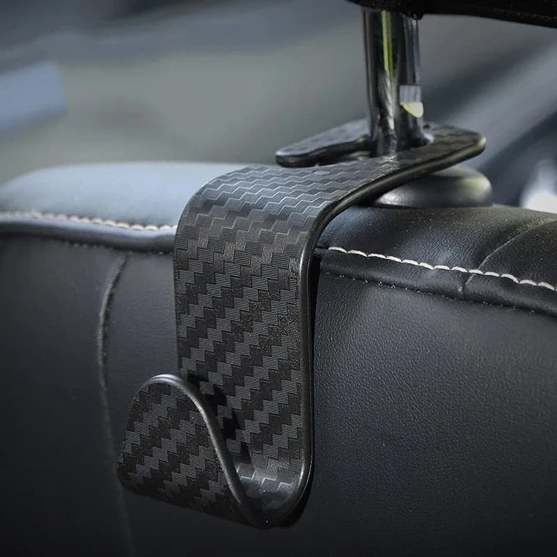 Carbon Fibre Hook Car Seat Headrest Hook Auto Back Seat Organizer Hanger Handbag Clothes Bracket Car Interior Accessories