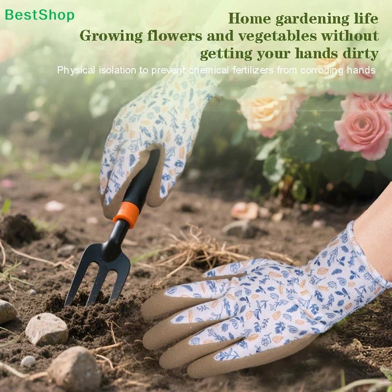♫ Guanti da giardinaggio anti-ordito, resistenti alle perforazioni, traspiranti in lattice, per scavo, piantumazione floreale e potatura