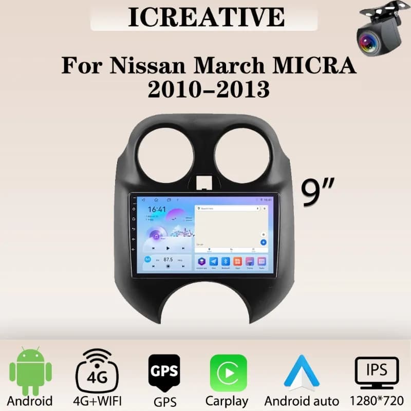 Autoradio Android per Nissan March MICRA 2010 -2013 Carplay Multimedia Player 2din Stereo Autoaudio Head Unit 9 ''navigazione GPS
