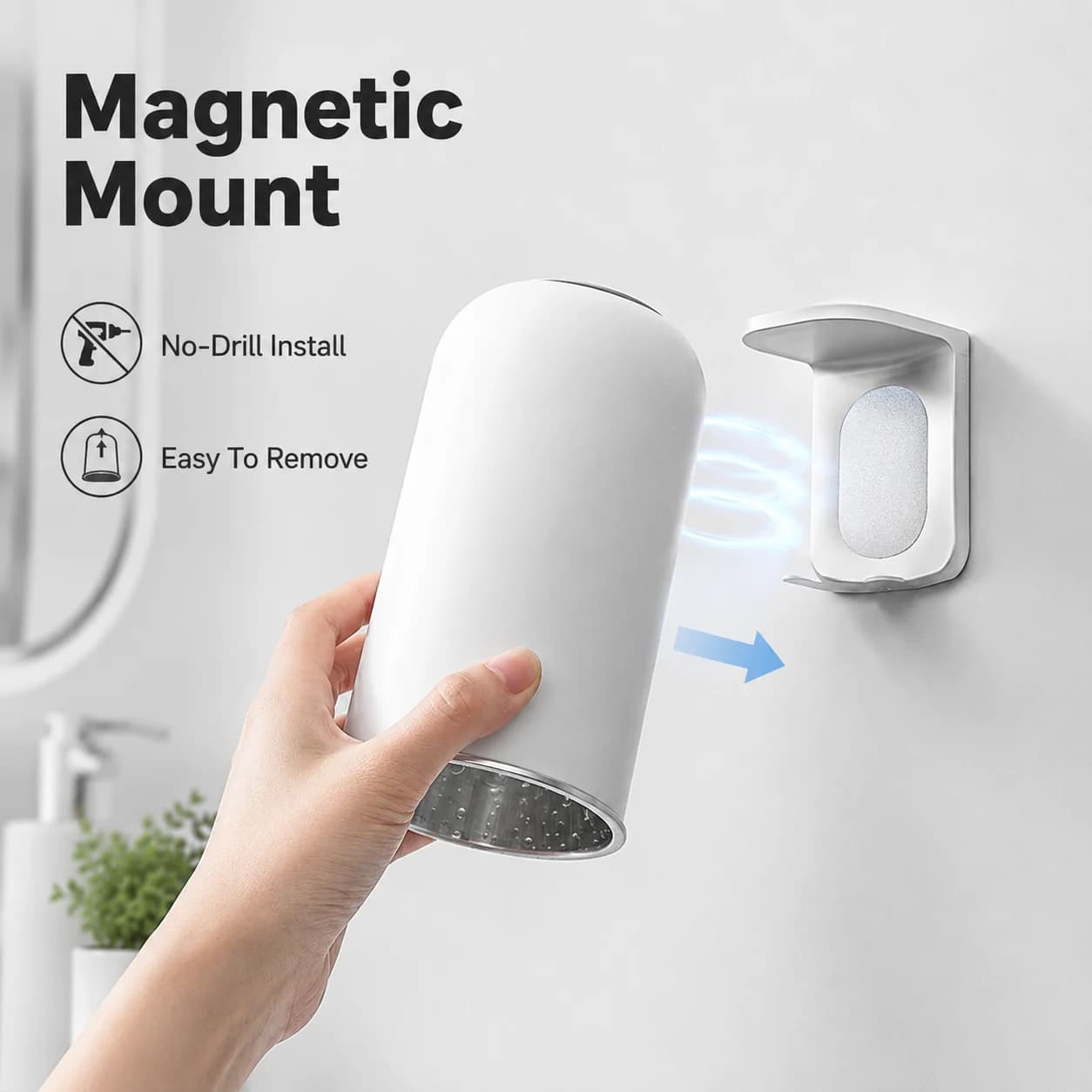 Set Porta Spazzolino Magnetico in Acciaio Inox 304, Montaggio a Parete Senza Foratura, Design Salvaspazio per Bagno