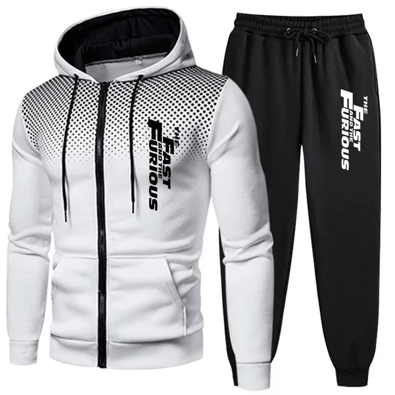 Men's Casual Tracksuit, Hooded Zipper Sweatshirt & Sweatpants, Soft Comfortable Sportswear for Outdoor Jogging Daily Wear