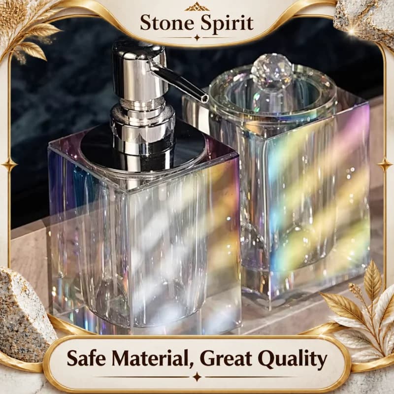 Bathroom Supplies, Crystal Glass Soap Dispenser, Shampoo Bottle, Aromatherapy Bottle, Cotton Swab Box, Stainless Steel Nozzle