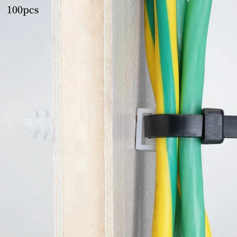 100Pcs Fir Tree Push Mount Cable Tie Base, Nylon Zip Tie Holder, Automotive Wire Harness Fastener For Car Chassis Panel