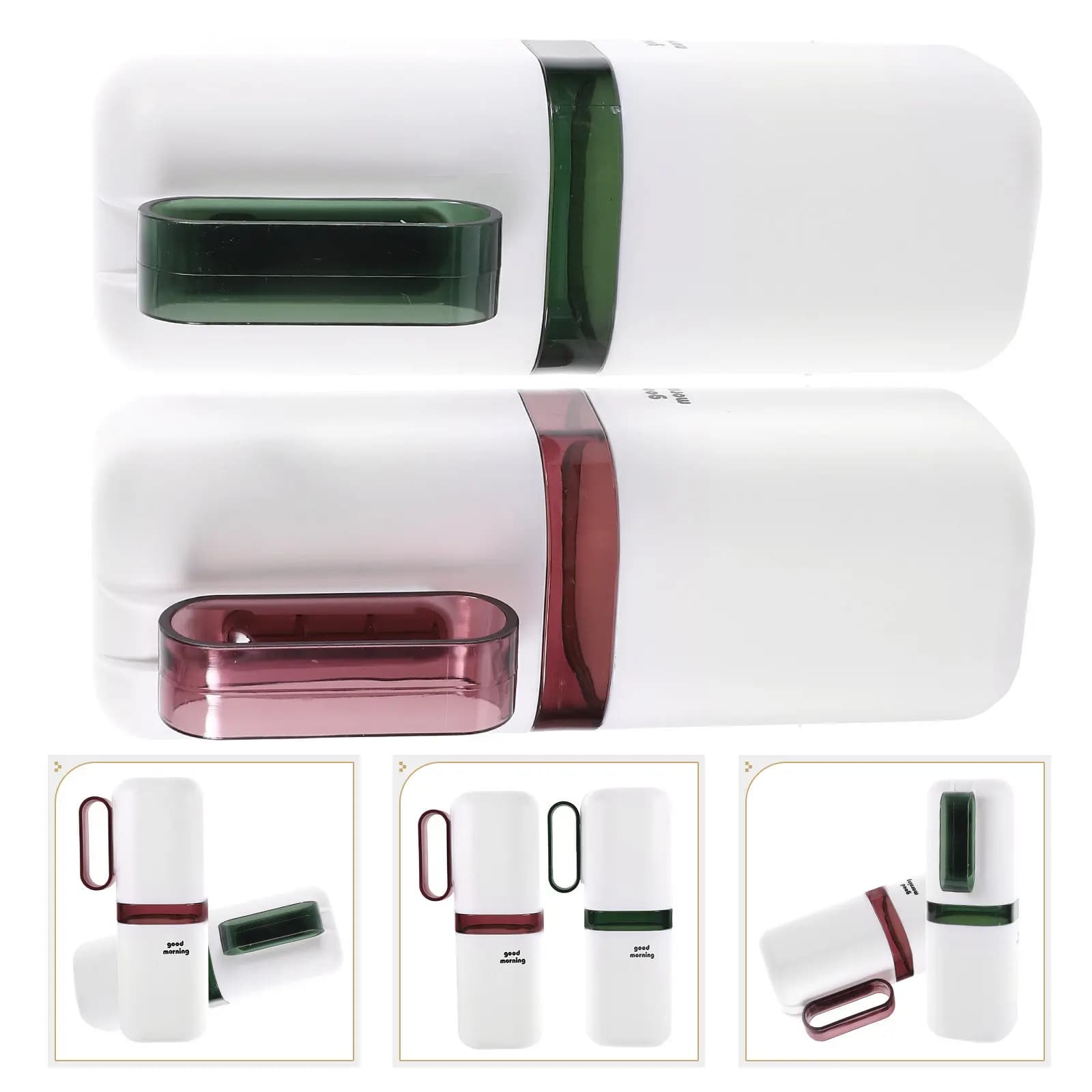 2 Pezzi Contenitore Portatile per Spazzolino da Denti, Porta Dentifricio e Pettine da Viaggio, Tazza da Bagno in Plastica Riutilizzabile, Compatto e Leggero per Campeggio