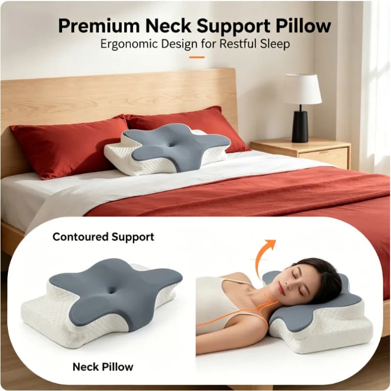 Nuovo Cuscino Cervicale a Forma di Farfalla 2026, Ergonomico in Memory Foam a Lento Ritorno per Alleviare l'Affaticamento del Collo