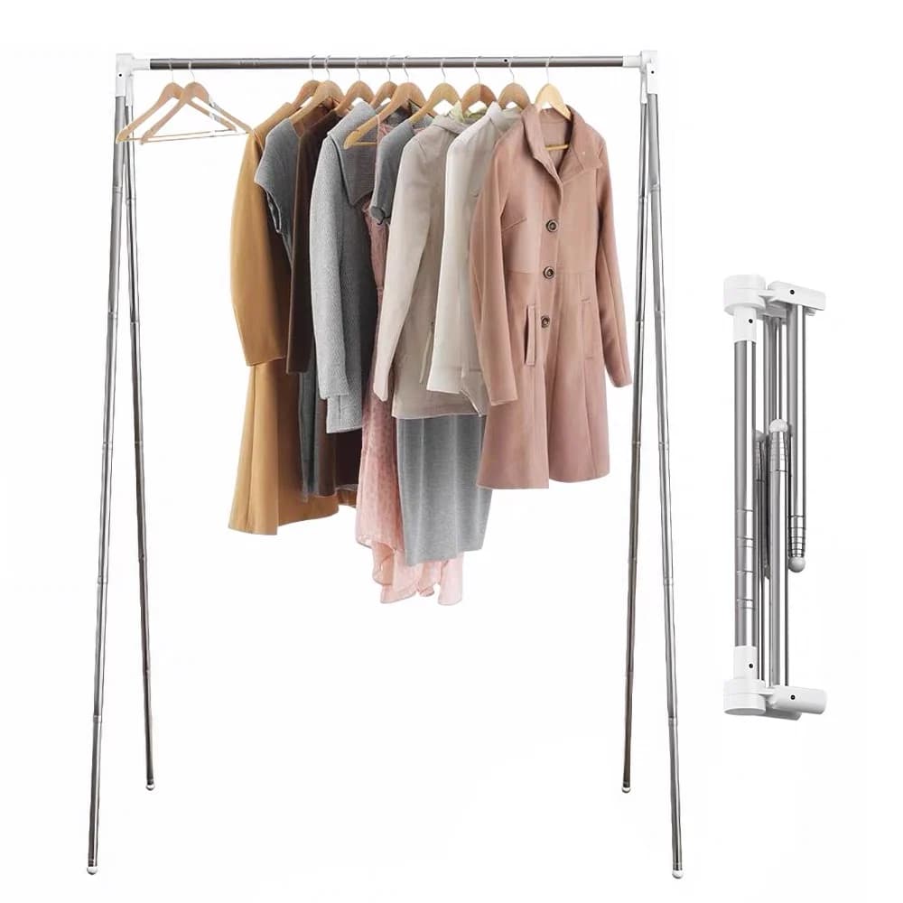 Foldable travel clothes drying rack Stainless steel extendable for inner balcony Anti-slip feet Clothes rack